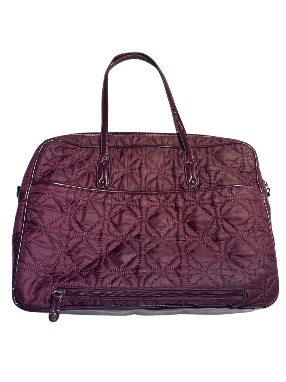 Nine West Laptop Tote Plum Purple Burgundy Quilted Diamond pattern 100% Nylon - Picture 2 of 16